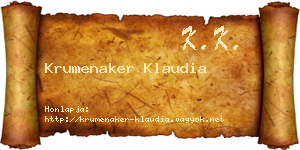 Krumenaker Klaudia névjegykártya